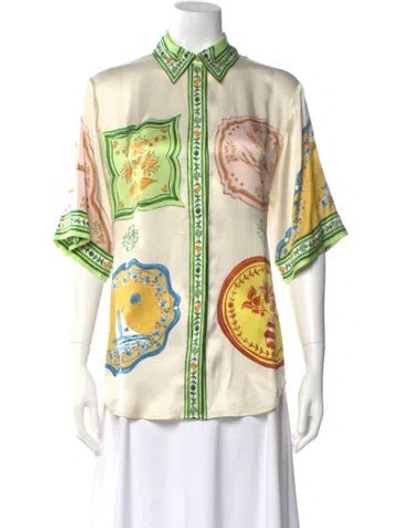 Pre-owned Alemais Silk Printed Blouse In Neutral