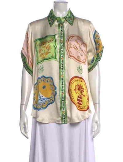 Pre-owned Alemais Silk Printed Blouse In Neutrals
