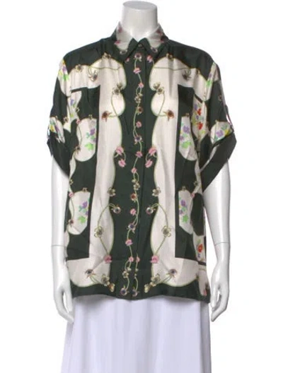 Pre-owned Alemais Silk Printed Blouse W/ Tags In Green