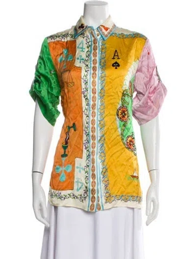 Pre-owned Alemais Silk Printed Blouse In Yellow