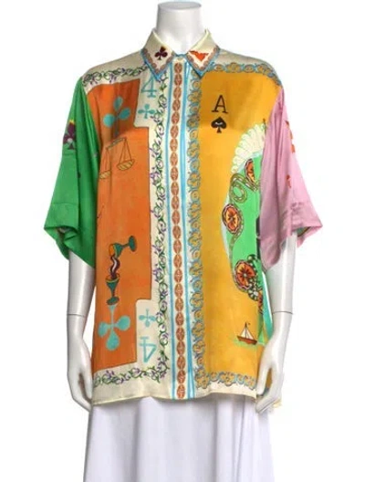 Pre-owned Alemais Silk Printed Blouse In Yellow