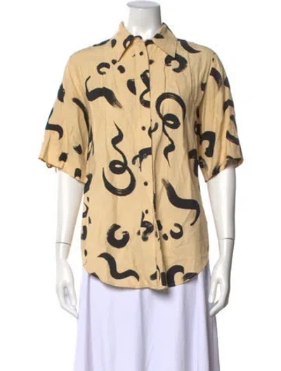 Pre-owned Alemais Silk Printed Button-up Top In Neutral