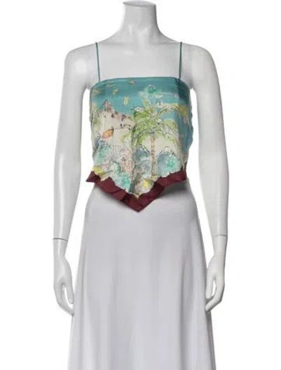 Pre-owned Alemais Silk Printed Top In Green