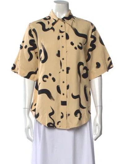 Pre-owned Alemais Silk Printed Top In Neutrals