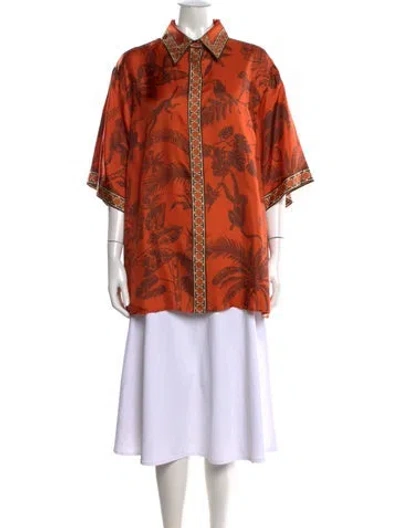 Pre-owned Alemais Silk Printed Top In Orange