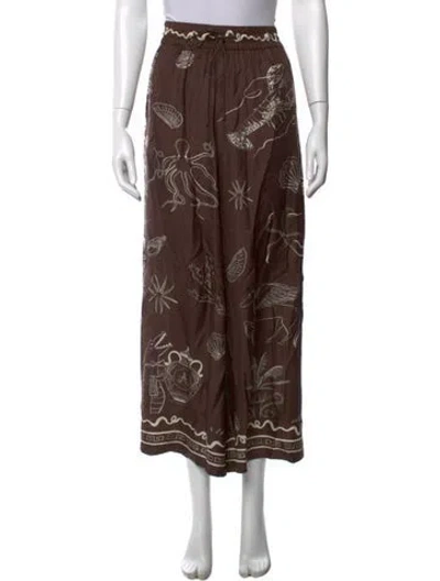 Pre-owned Alemais Silk Wide Leg Pants In Brown
