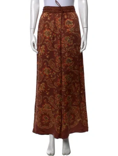 Pre-owned Alemais Silk Wide Leg Pants In Brown
