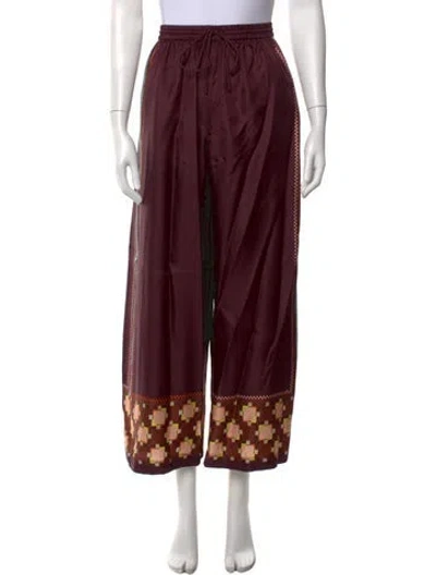 Pre-owned Alemais Silk Wide Leg Pants In Burgundy