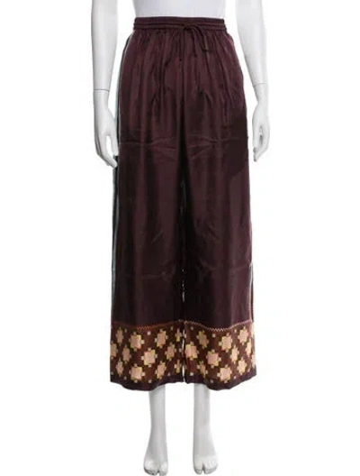 Pre-owned Alemais Silk Wide Leg Pants In Burgundy
