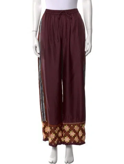 Pre-owned Alemais Silk Wide Leg Pants In Burgundy