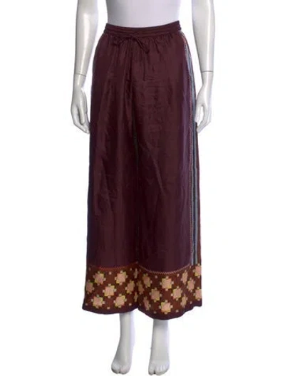 Pre-owned Alemais Silk Wide Leg Pants In Burgundy