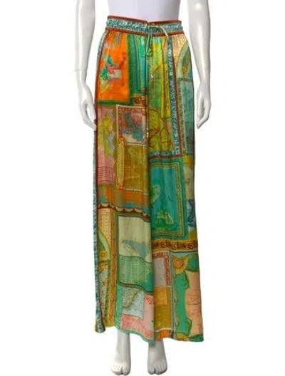 Pre-owned Alemais Silk Wide Leg Pants In Green