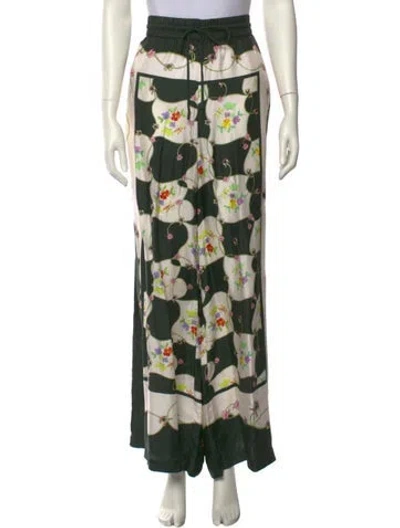 Pre-owned Alemais Silk Wide Leg Pants In Green