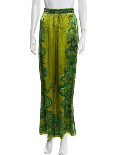 Pre-owned Alemais Silk Wide Leg Pants In Green