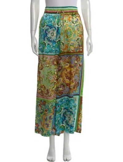 Pre-owned Alemais Silk Wide Leg Pants In Green