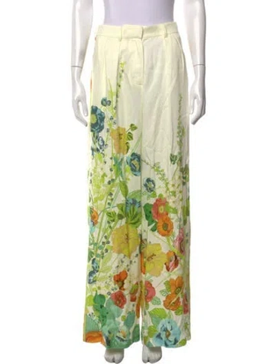 Pre-owned Alemais Silk Wide Leg Pants In Green