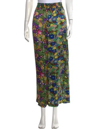 Pre-owned Alemais Silk Wide Leg Pants In Green