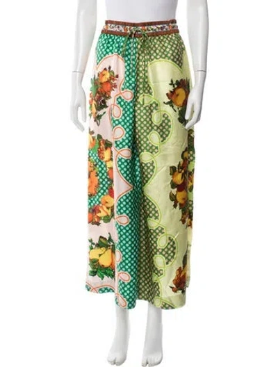 Pre-owned Alemais Silk Wide Leg Pants In Green