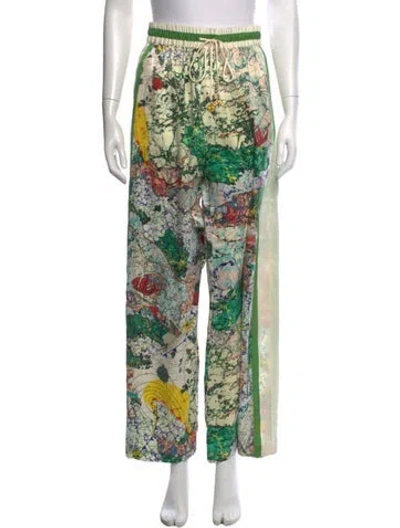 Pre-owned Alemais Silk Wide Leg Pants In Green