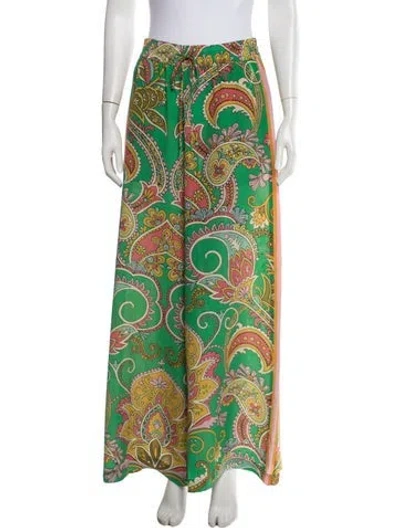 Pre-owned Alemais Silk Wide Leg Pants In Green
