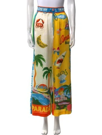 Pre-owned Alemais Silk Wide Leg Pants In Neutral