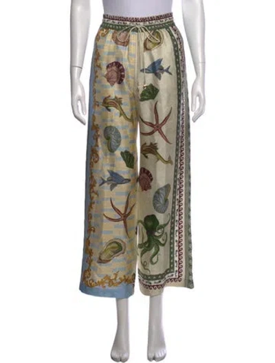 Pre-owned Alemais Silk Wide Leg Pants In Neutrals