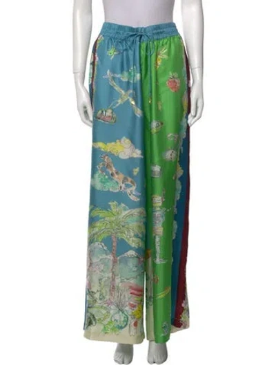 Pre-owned Alemais Silk Wide Leg Pants W/ Tags In Green