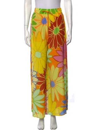 Pre-owned Alemais Silk Wide Leg Pants In Yellow