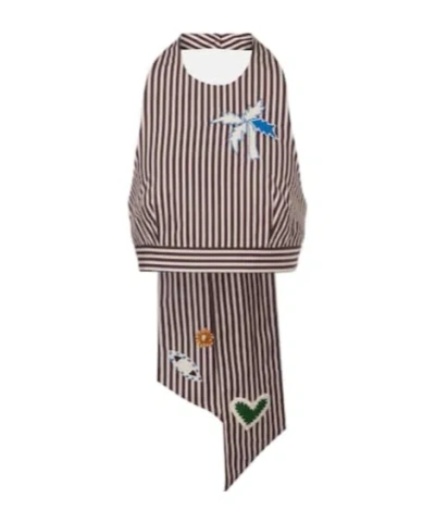 Alemais Sirocco Embroidered Striped Cotton Crop Top In Multi