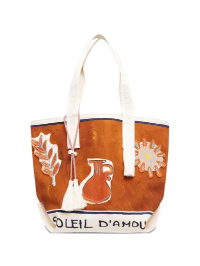 Alemais Soleil D'amour Patch Tote Bag In Brown