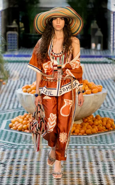 Alemais Soleil D'amour Silk Twill Shirt In Orange