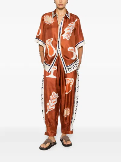 ALEMAIS SOLEIL D'AMOUR TAPERED SILK PANT