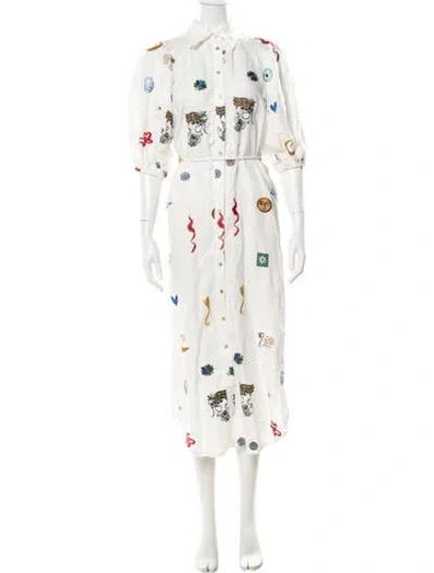 Pre-owned Alemais Soleil Long Dress In White