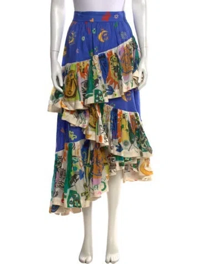 Pre-owned Alemais Soleil Long Skirt In Blue