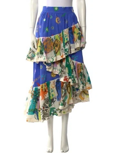 Pre-owned Alemais Soleil Midi Length Skirt In Blue