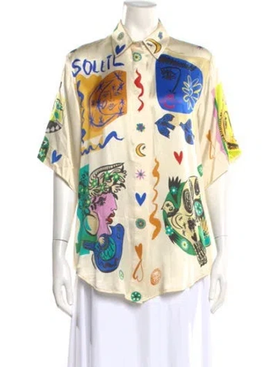 Pre-owned Alemais Soleil Silk Blouse In Neutral