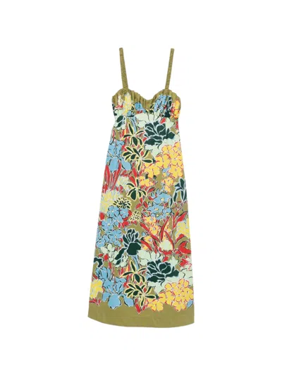 Alemais Sweetheart Neckline Ruched Strap Cotton A-line Dress With Back Cut-out In Multicolor