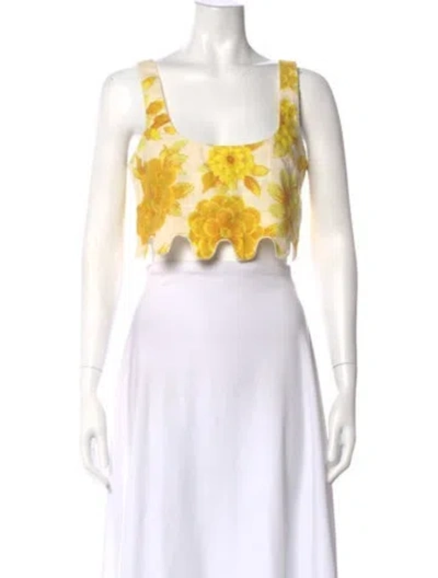 Pre-owned Alemais Sonny Linen Crop Top In Yellow