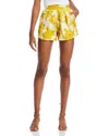 Alemais Sonny Linen Floral Print Pleated Shorts In Lemon In Orange