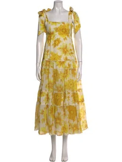 Pre-owned Alemais Sonny Long Dress Long Dress In Yellow