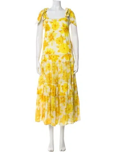 Pre-owned Alemais Sonny Long Dress In Yellow