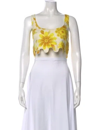 Pre-owned Alemais Sonny Sculpt Top Linen Blouse W/ Tags In White