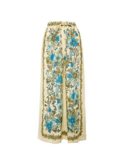 Alemais Sophia Floral-print Linen Trousers In Purple