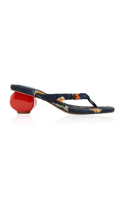 Alemais Alémais Sophie Rouched Heel Thong Sandal In Blue