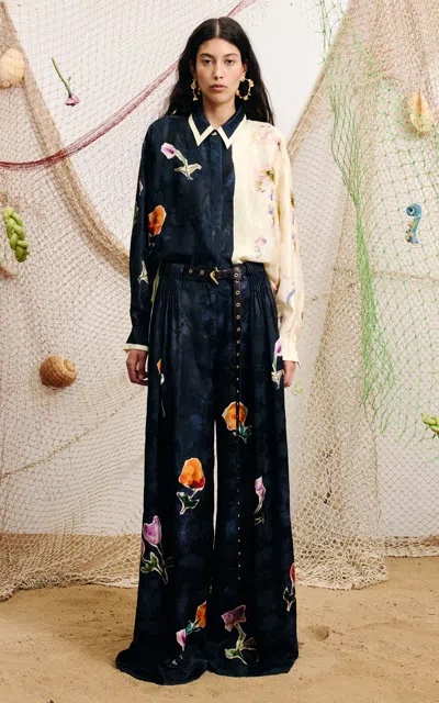 Alemais Alémais Sophie Satin Wide-leg Pants In Multi