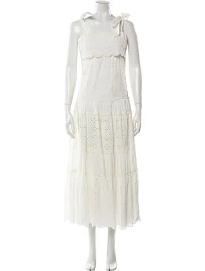 Pre-owned Alemais Square Neckline Long Dress In White