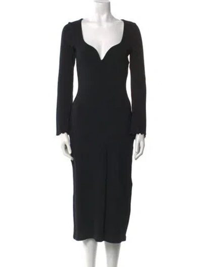 Pre-owned Alemais Square Neckline Midi Length Dress In Black