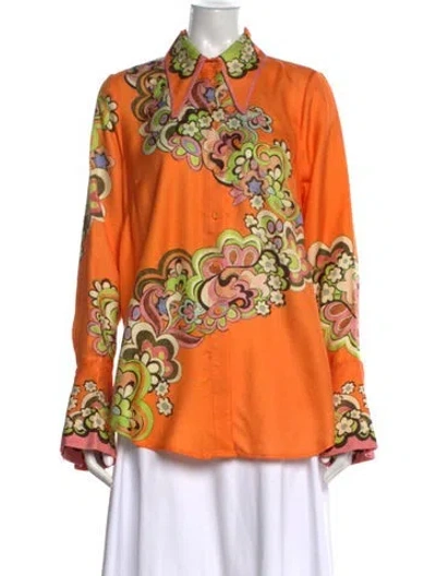 Pre-owned Alemais Starscape Floral Print Blouse In Orange