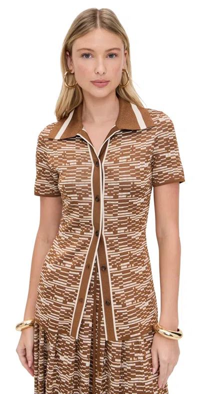 Alemais Stefanie Knit Shirt Multi In Brown