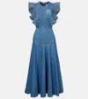 Alemais Stephi Ruffled Denim Maxi Dress